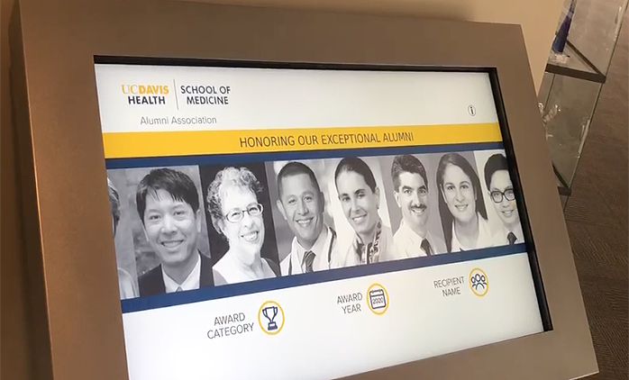 Kiosk display honoring UCD school of medicine alumni