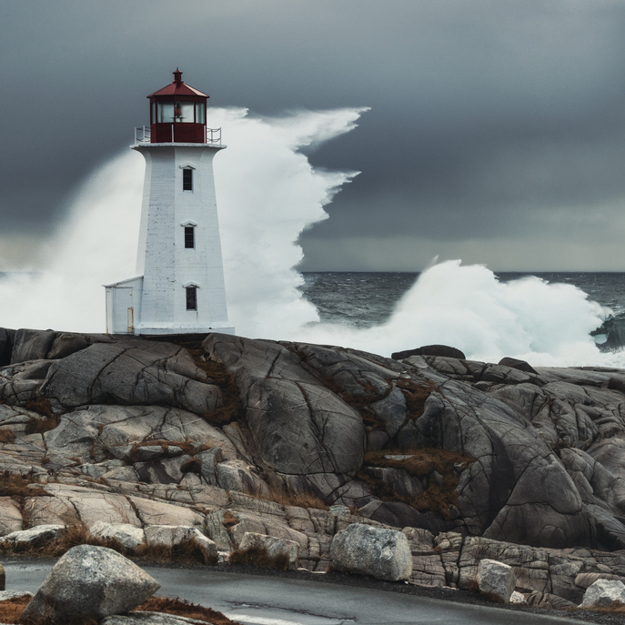 Lighthouse With Waves